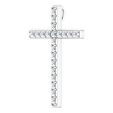 14K White 7/8 CTW Natural Diamond Cross Pendant